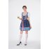 Women Dirndl Plaid Pattern Bavaria Style Uniform Oktoberfest Costume Beer Festival Dress blue L