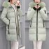 Women Down Cotton Padded Jacket Plush Collar Slim Fit Winter Warm Coat for Ladies