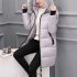 Women Down Cotton Padded Jacket Plush Collar Slim Fit Winter Warm Coat for Ladies