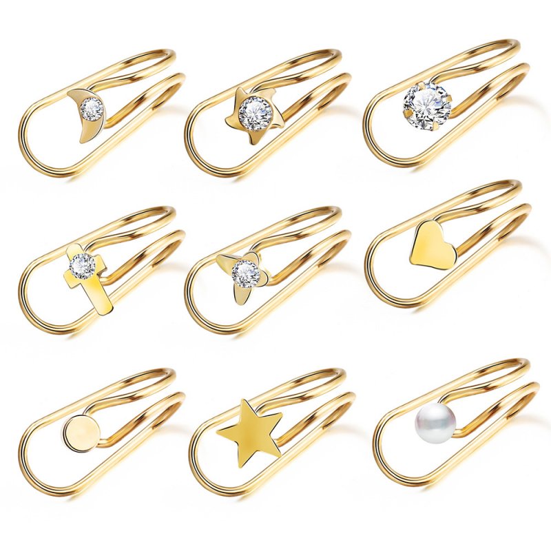 Women Ear Clips U Shape Rhinestone Earrings Simple Alloy Eardrop Jewelries Decoration 9pcs/set