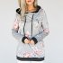 Women Elegant Chic Flower Printing Sweatshirt Hooded Long Sleeve Tops