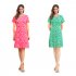 Women Elegant Large Hem Floral Printed Short Sleeves A line Waisted Dress green XL