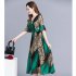 Women Elegant Print Knee length Leopard Print Fashion Dress red 2XL