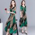 Women Elegant Print Knee length Leopard Print Fashion Dress green XL