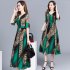 Women Elegant Print Knee length Leopard Print Fashion Dress green L