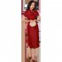 Women Elegant Retro Cheongsam Dress With Pearl Tassel Decoration High Split Chinese Traditional Party Costume wine red XXXL