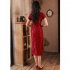 Women Elegant Retro Cheongsam Dress With Pearl Tassel Decoration High Split Chinese Traditional Party Costume wine red XXXL