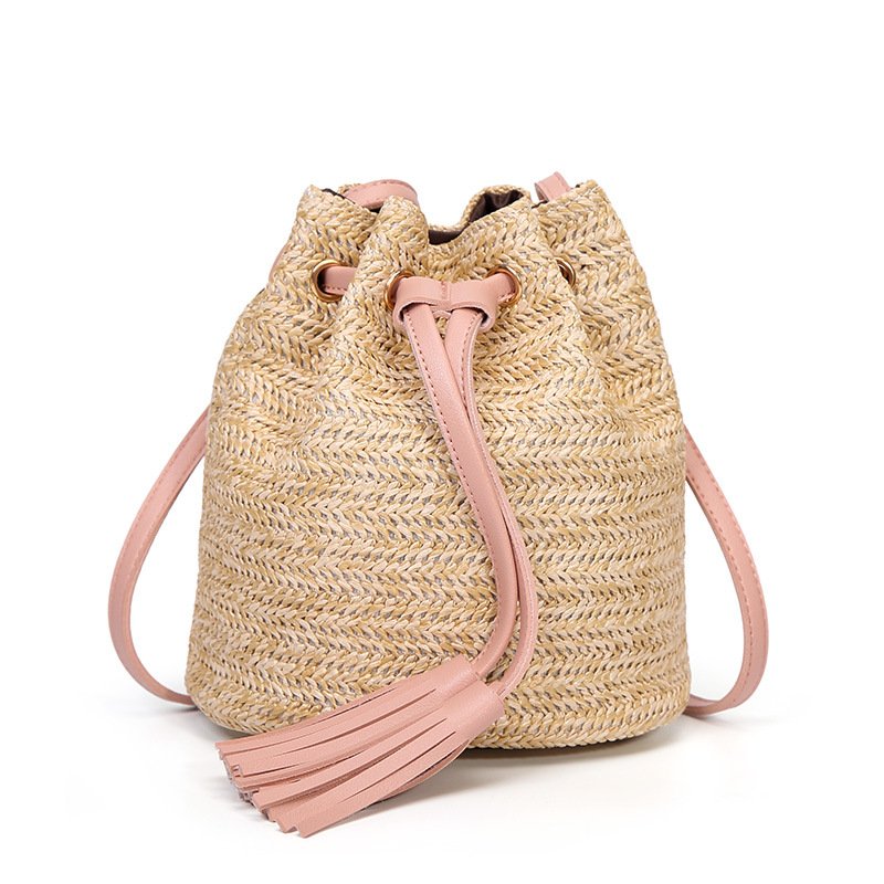 Women Fashion All-match Straw Weaving Tassel Single Shoulder Bag