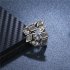 Women Fashion Artificial Diamond encrusted Multi block Silver Oxide Ring Ornament Christmas Gift