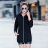 Women Fashion Autumn Winter Thicken Hooded Coat Solid Color Soft Cotton Hoodie blue XL