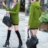 Women Fashion Autumn Winter Thicken Hooded Coat Solid Color Soft Cotton Hoodie green L