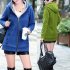 Women Fashion Autumn Winter Thicken Hooded Coat Solid Color Soft Cotton Hoodie blue M