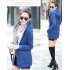 Women Fashion Autumn Winter Thicken Hooded Coat Solid Color Soft Cotton Hoodie blue XXL