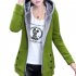 Women Fashion Autumn Winter Thicken Hooded Coat Solid Color Soft Cotton Hoodie green XXL