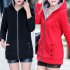 Women Fashion Autumn Winter Thicken Hooded Coat Solid Color Soft Cotton Hoodie red XXL