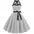 Women Fashion Bright Dot Pattern Strapless Large Hem Dress white XXL