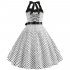 Women Fashion Bright Dot Pattern Strapless Large Hem Dress white M