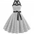 Women Fashion Bright Dot Pattern Strapless Large Hem Dress white XL