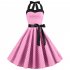 Women Fashion Bright Dot Pattern Strapless Large Hem Dress Pink S