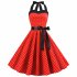 Women Fashion Bright Dot Pattern Strapless Large Hem Dress red M