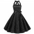 Women Fashion Bright Dot Pattern Strapless Large Hem Dress black L