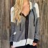 Women Fashion Casual Long sleeved Hooded Coat Matching Color Blouse Tops