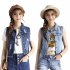 Women Fashion Cool Sleeveless Denim Waistcoat Slim Fit Jacket 8803 dark blue XXL