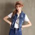 Women Fashion Cool Sleeveless Denim Waistcoat Slim Fit Jacket 8803 dark blue XXL