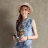 Women Fashion Cool Sleeveless Denim Waistcoat Slim Fit Jacket 8803 dark blue XXL