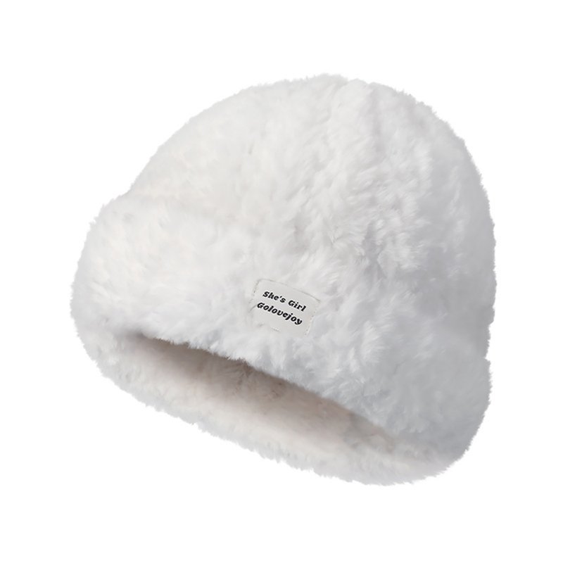 Women Fashion Cute Plush Hat DMZ95 Thickened Skullcap Female Stylish Solid Color Beanie Hats Casual Winter Outdoor Bonnet Caps DMZ95
