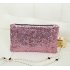 Women Fashion Dazzling Glitter Sparkling Bling Sequins Handbag Zipper Envelope Package Pink