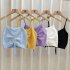 Women Fashion Drawstring Tank Top Casual Elegant Solid Color Sleeveless Crop Top Multi color Camisole blue One size
