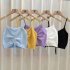Women Fashion Drawstring Tank Top Casual Elegant Solid Color Sleeveless Crop Top Multi color Camisole yellow One size
