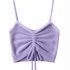 Women Fashion Drawstring Tank Top Casual Elegant Solid Color Sleeveless Crop Top Multi color Camisole black One size