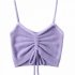 Women Fashion Drawstring Tank Top Casual Elegant Solid Color Sleeveless Crop Top Multi color Camisole black One size