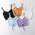 Women Fashion Drawstring Tank Top Casual Elegant Solid Color Sleeveless Crop Top Multi color Camisole black One size