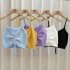 Women Fashion Drawstring Tank Top Casual Elegant Solid Color Sleeveless Crop Top Multi color Camisole black One size