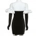 Women Fashion Dress Sexy Off Shoulder High Waist Puff Sleeves Bodycon Skirt Sleeveless Solid Color Slim Fit Short Skirt black M