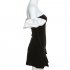 Women Fashion Dress Sexy Off Shoulder High Waist Puff Sleeves Bodycon Skirt Sleeveless Solid Color Slim Fit Short Skirt black M