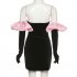 Women Fashion Dress Sexy Off Shoulder High Waist Puff Sleeves Bodycon Skirt Sleeveless Solid Color Slim Fit Short Skirt black M