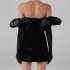 Women Fashion Dress Sexy Off Shoulder High Waist Puff Sleeves Bodycon Skirt Sleeveless Solid Color Slim Fit Short Skirt black M