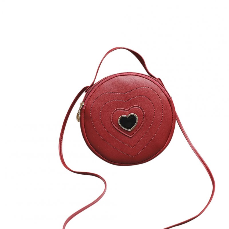 Women Fashion Elegant Round Solid Color Shoulder Bag Crossbody Bag  red