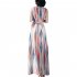 Women Fashion Elegant Stripe Long Dress Casual Sleeveless Bohemia Style Beach Skirt