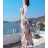 Women Fashion Elegant Stripe Long Dress Casual Sleeveless Bohemia Style Beach Skirt