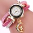 Women Fashion Exquisite Rhinestone Quartz Watch Creative Star Moon Pendant Bracelet Decoration