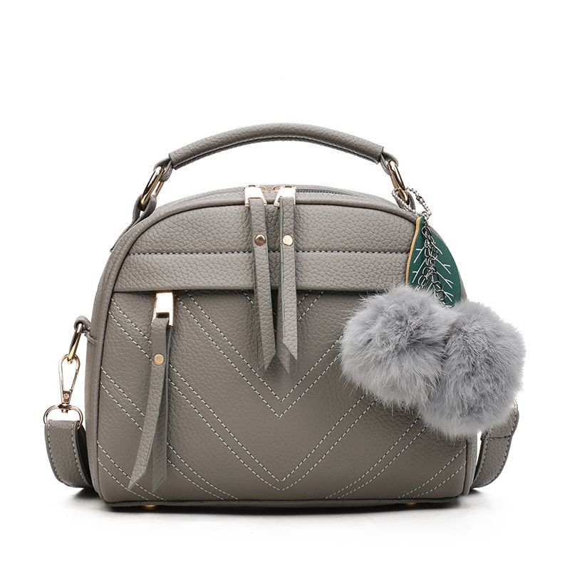Women Fashion Hairball Pendant Single Shoulder Bag Handbag Satchel