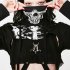 Women Fashion Halloween Series Street Style Skull Printing Hooded Sweatshirts black L
