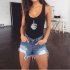 Women Fashion Hand Skeleton Printed Vest Sexy Breathable Large Neck Tops