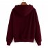 Women Fashion Heart shaped Hand Printing Loose Casual Hoodies Wine red M