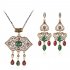 Women Fashion Jewelry Sets Retro National Style Exquisite Rhinestone Studded Longevity Lock Jewelry Necklace Earring
